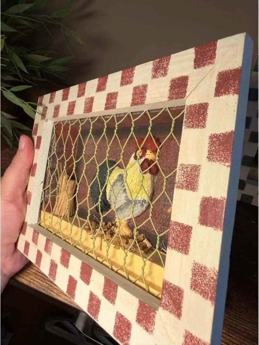 Pair of Chicken and Rooster Shadow Box Wall Art